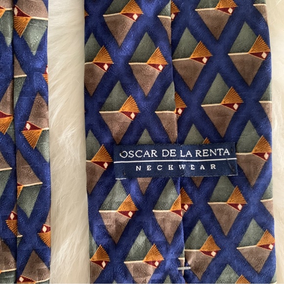 Oscar de la Renta 100% Silk Blue Abstract Mens Tie - Picture 5 of 7